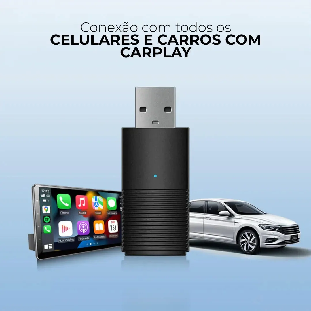 Adaptador CarPlay e Android Auto Sem Fio Mini