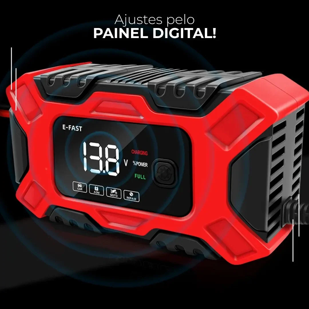 Carregador Inteligente de Bateria 12V com Display