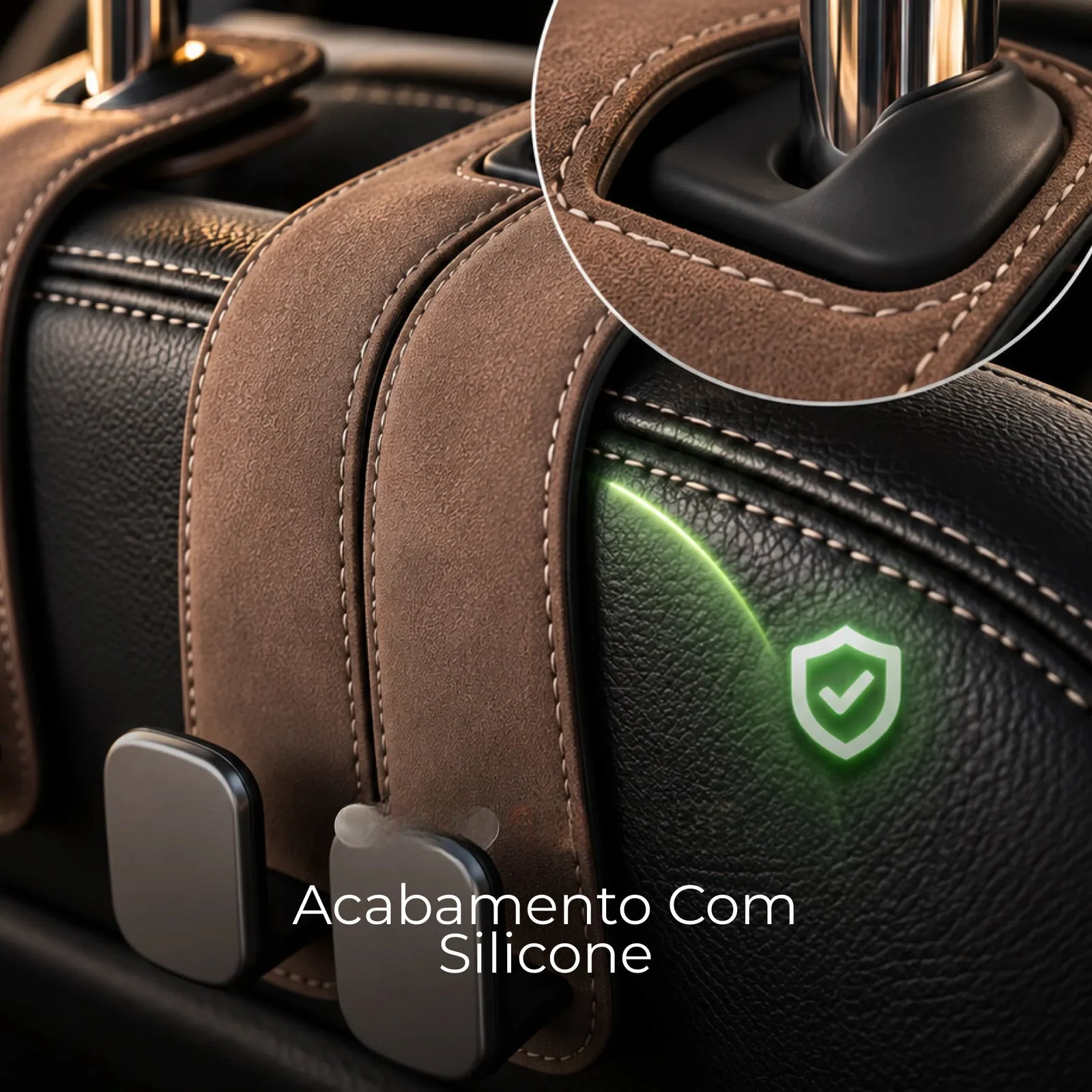 Gancho Duplo para Bolsas no Encosto do Banco